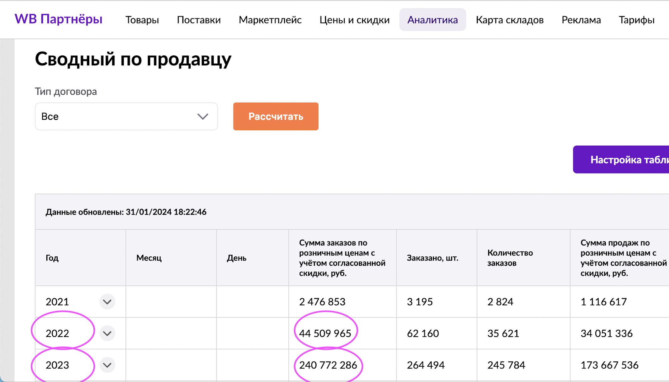 Скрин заказов маркетплейс